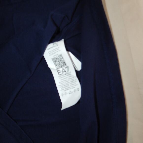 NWT Men’s EMPORIO ARMANI EA7 Cotton Blue T Shirt Color Block Embellished Size XL - Picture 7 of 7